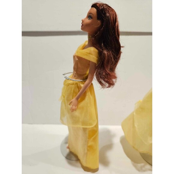 Lot of 2 Vintage Disney Belle Beauty & the Beast Barbie Doll Yellow Dress FLAWS - Picture 3 of 16